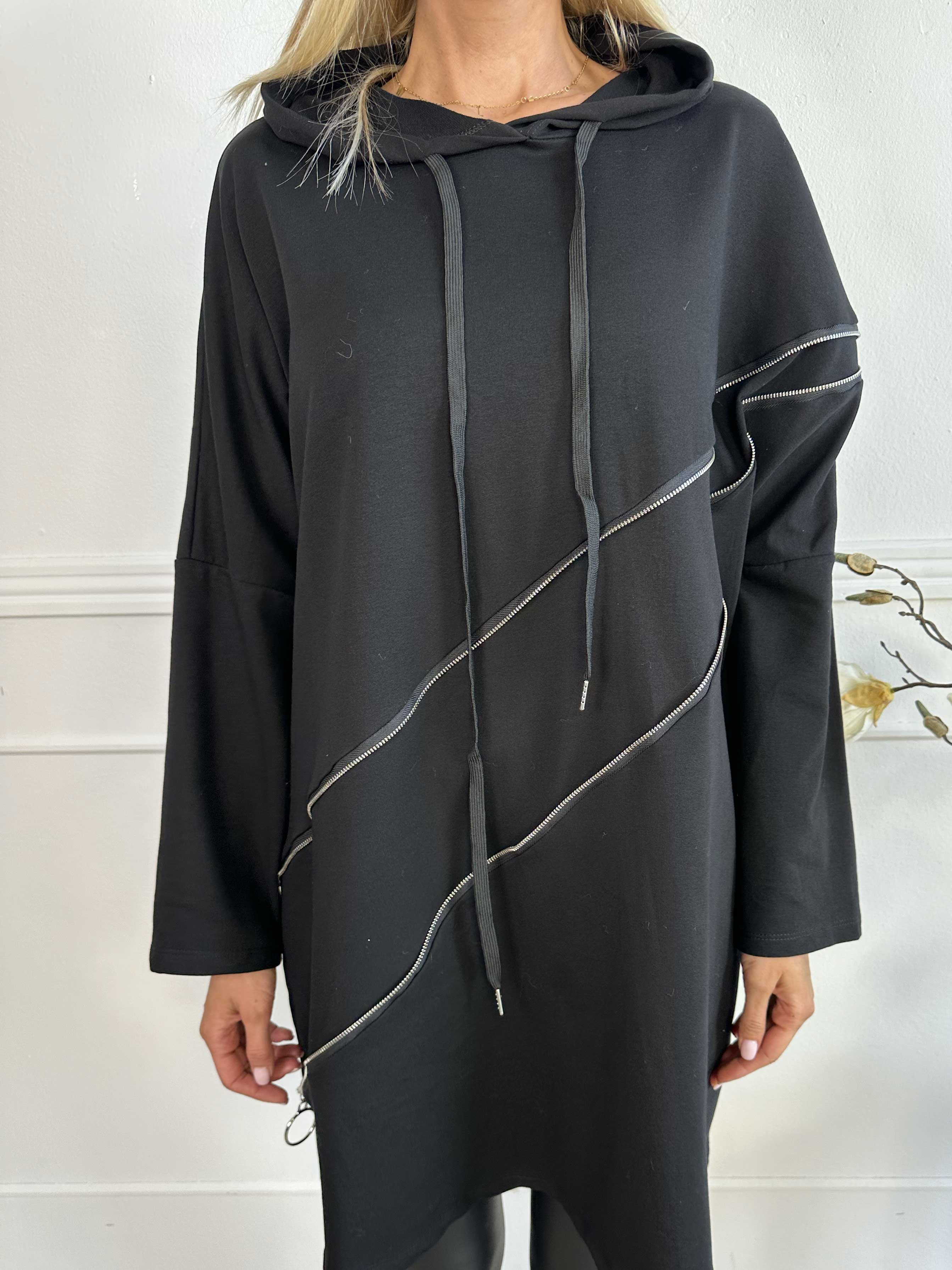 Merah - Hættetrøje med lynlåsdetalje